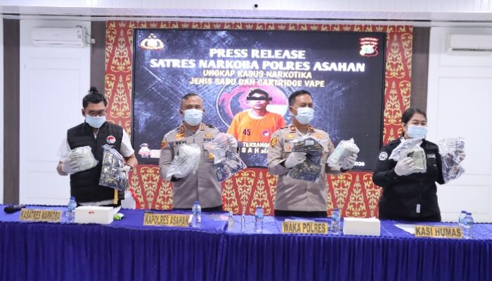Bawa 10 Kg Sabu dan 1.500 cartridge vape, Anak Tanjung Balai Ditangkap Satres Narkoba Polres Asahan
