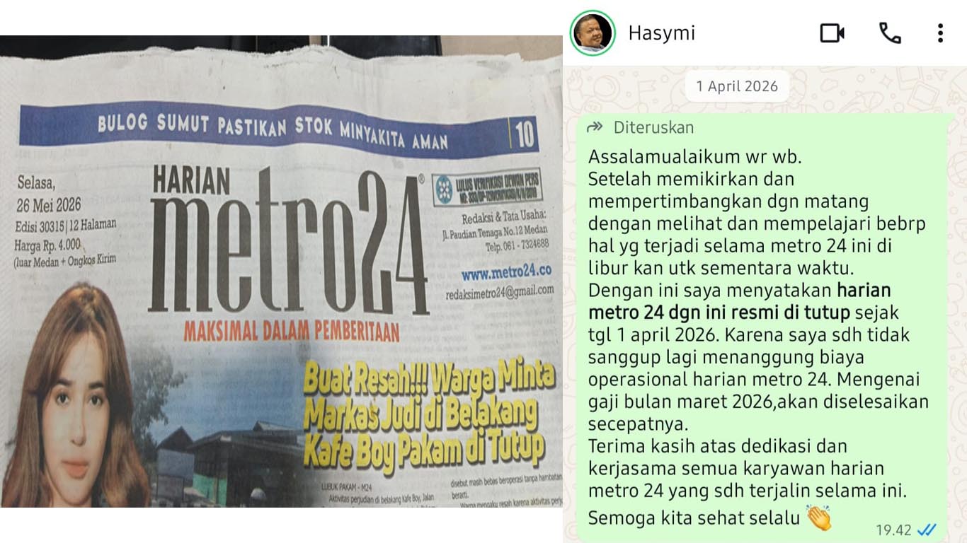 PHK Tanpa Pesangon, Sejumlah Karyawan Akan Laporkan Owner Media Cetak Harian Metro 24 ke Disnaker