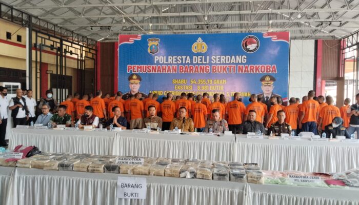 Polresta Deli Serdang Musnahkan 54,3 Kg Sabu dan Ribuan Pil Ekstasi, 187 Tersangka Ditahan