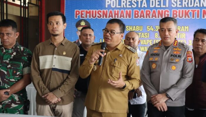 Bupati Deli Serdang Saksikan Pemusnahan Puluhan Kilogram Barang Bukti Beragam Jenis Narkoba
