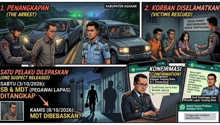 Polda Sumut Tangkap 2 Pelaku Perdagangan Orang. Satu Pelaku Pegawai Lapas IIB Tanjung Balai Dibebaskan Setelah Ditahan.