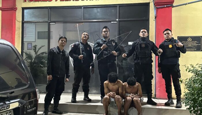 Tim Macan Polres Pelabuhan Belawan Amankan Dua Terduga Pelaku Tawuran dan Sita Sajam Di Tanjung Mulia